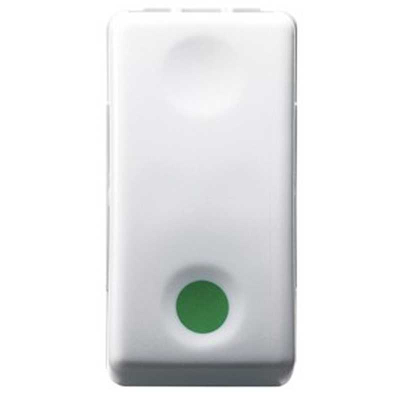 Pulsante Unipolare 10A NA Contatto ausiliare NC Simbolo Verde - Gewiss System White