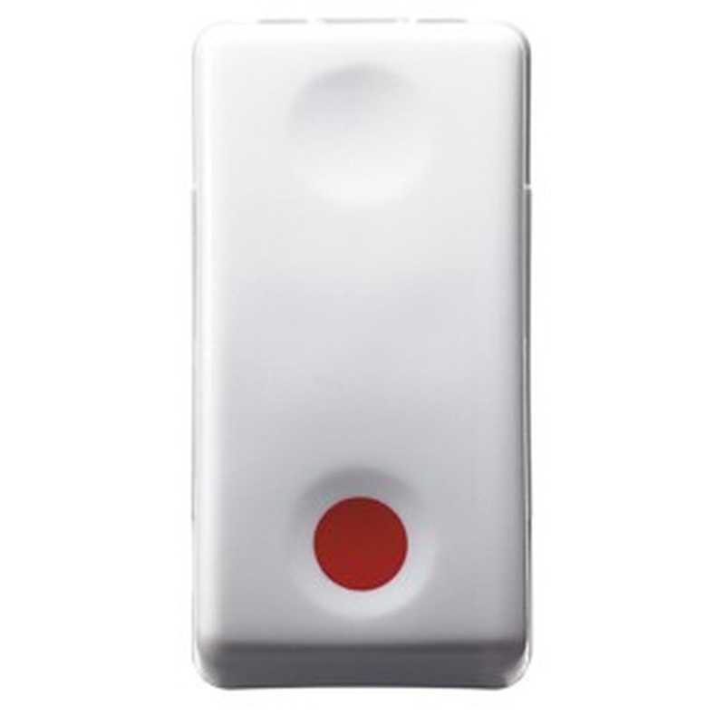 Pulsante Unipolare 10A NC Contatto ausiliare NA Simbolo Rosso- Gewiss System White
