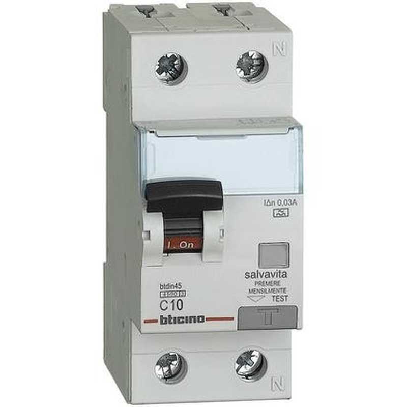 Interruttore magnetotermico differenziale BTICINO 1P+N - 10A TIPO A 