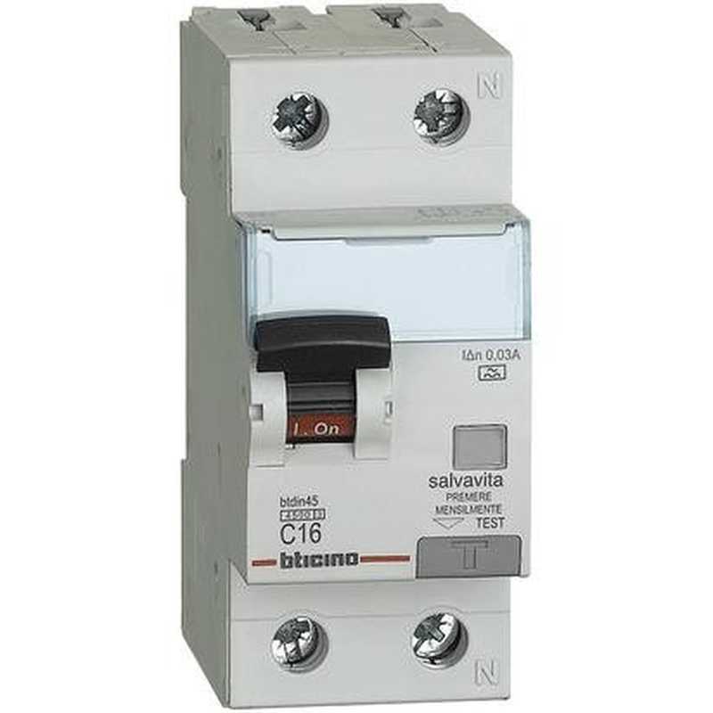 Interruttore magnetotermico differenziale BTICINO 1P+N - 16A TIPO A 