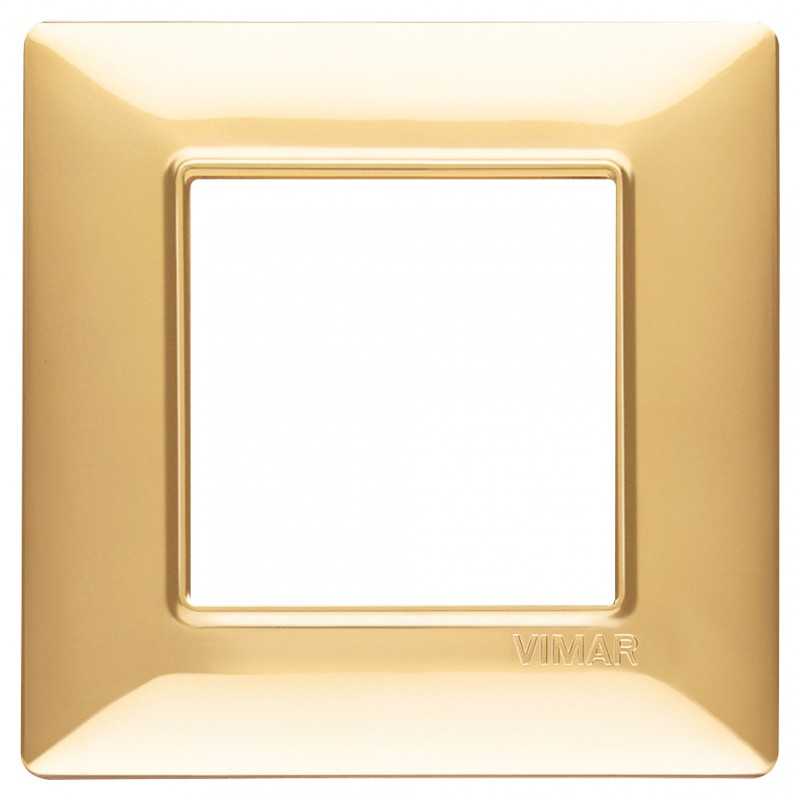 Placca Vimar Plana 2 moduli oro lucido in tecnopolimero 14642.24