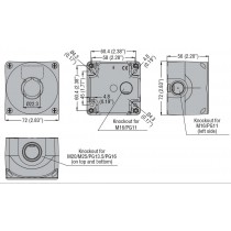 Dimensioni Contenitore per pulsanti Lovato coperchio Giallo LPZP1A5