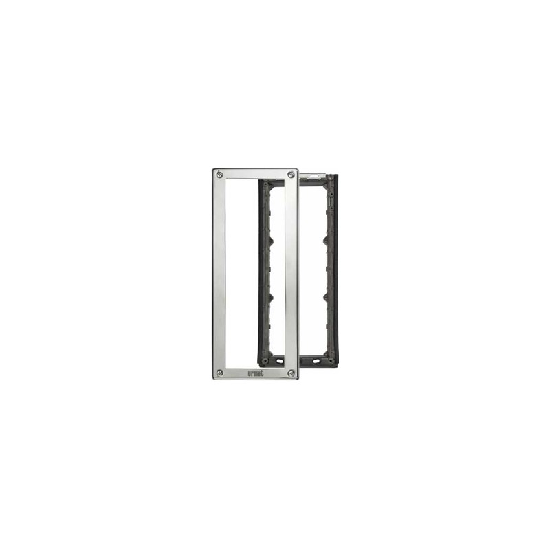 Telaio porta moduli con cornice per tre moduli per pulsantiera Sinthesi Steel Urmet 1158/63