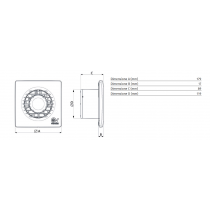 Dimensioni aspiratore diametro 120 con timer da muro PUNTO FILO MF 120/5" T Vortice 11128