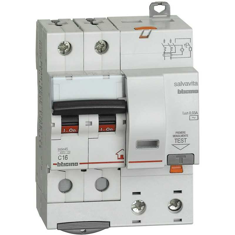 Interruttore Automatico Magnetotermico Differenziale 2P 16A Bticino GC8230AC16