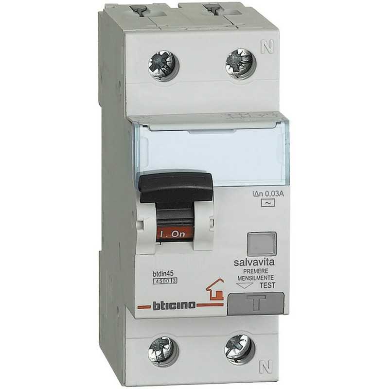 Interruttore Automatico Magnetotermico Differenziale 1P+N 16A Bticino GC8813F16