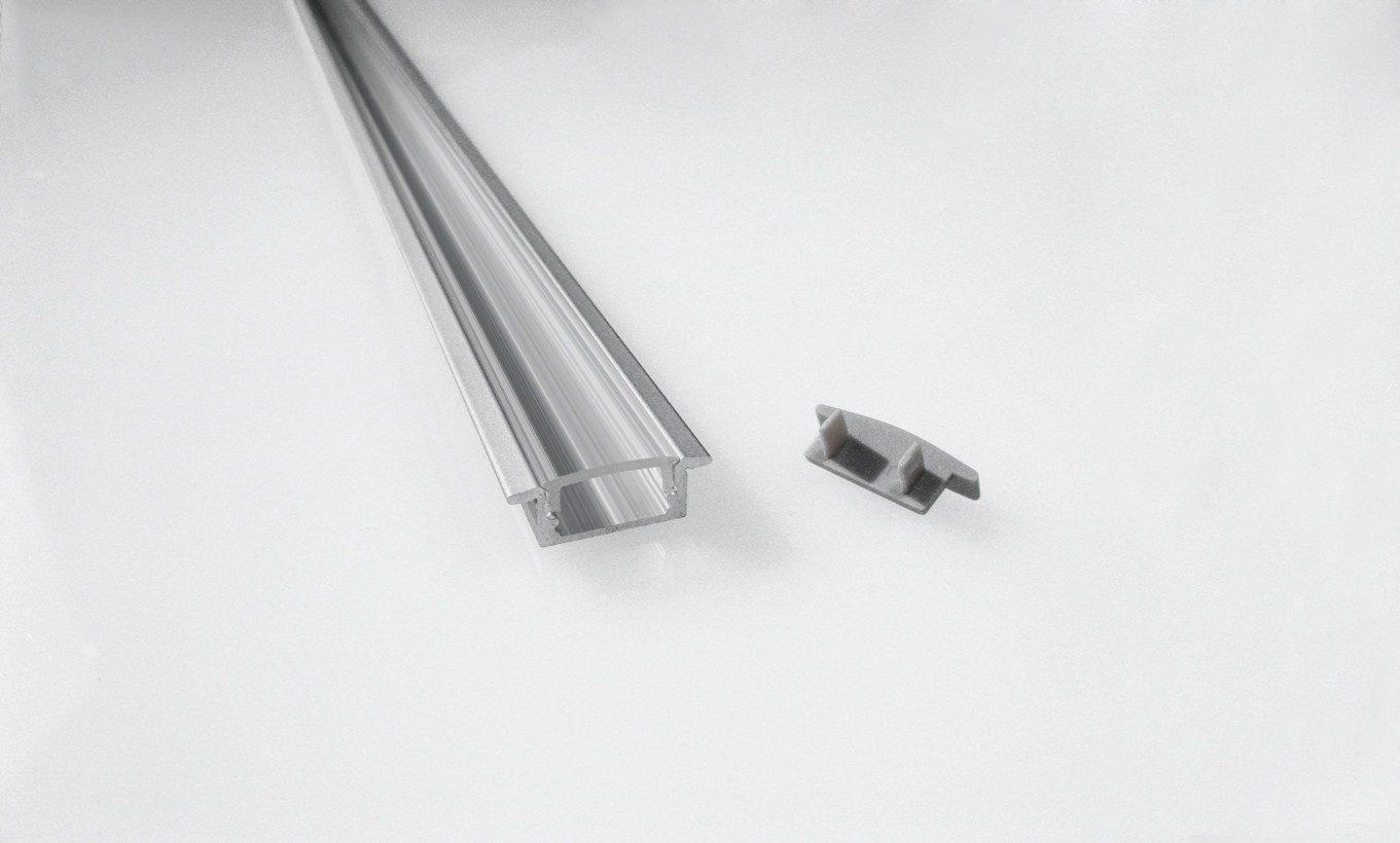Profilo in alluminio strisce strip led 2M per illuminare bordo mensole  vetro 8mm