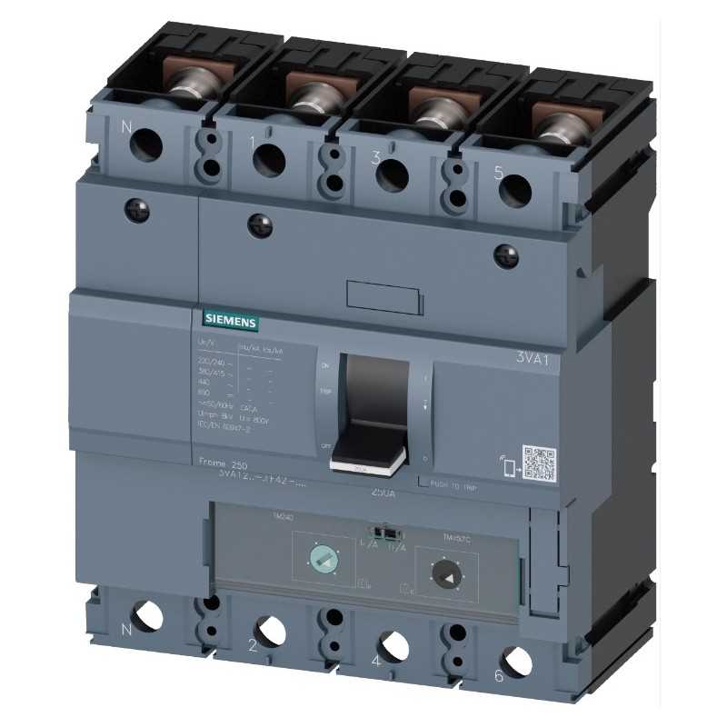 Interruttore automatico scatolato 4 poli 250A 36kA Siemens 3VA12254FF420AA0