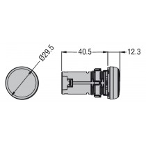 Indicatore luminoso monoblocco foro 22mm 24V ACDC trasparente Lovato LPMLB7 misure