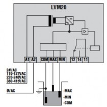 Rele' di livello monotensione a ripristino automatico Lovato LVM20A240 schema elettrico
