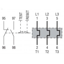 Rele' protezione motore sensibile alla mancanza di fase 0,9…1,5A Lovato 11RF91V5 schema elettrico