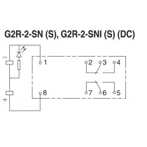 Rele' 2 Scambi bobina 12V DC con led indicatore di stato Omron G2R-2-SN-12DC schema elettrico