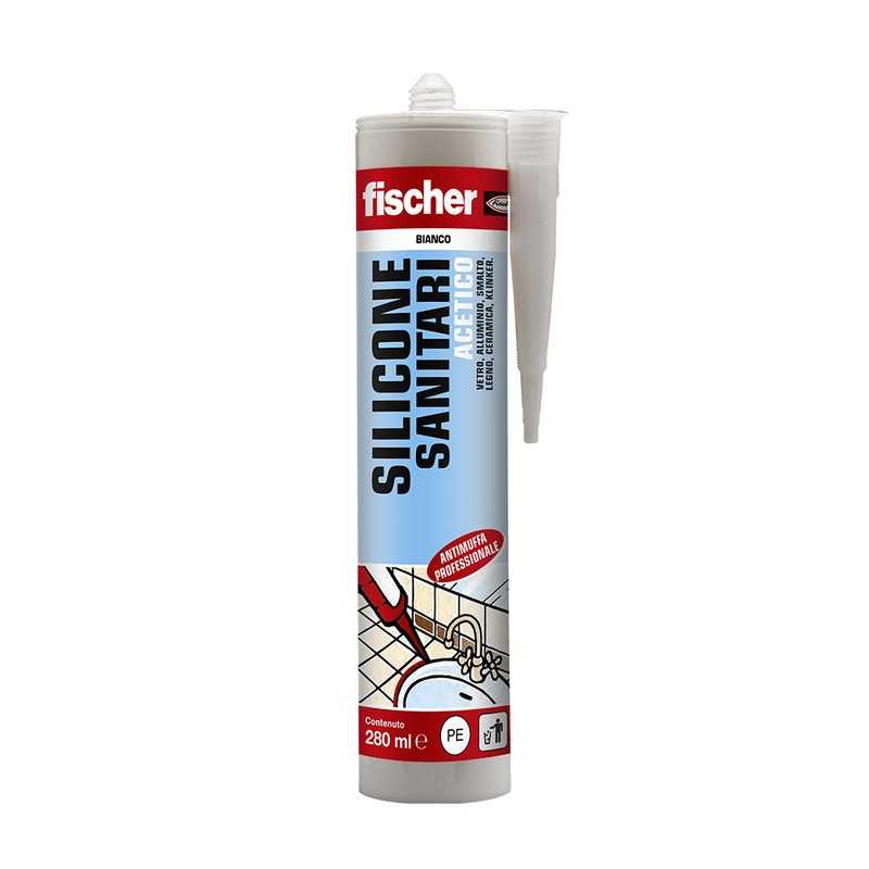Silicone bianco a base acetica per l'impiego in ambienti sanitari Fischer SAS BI