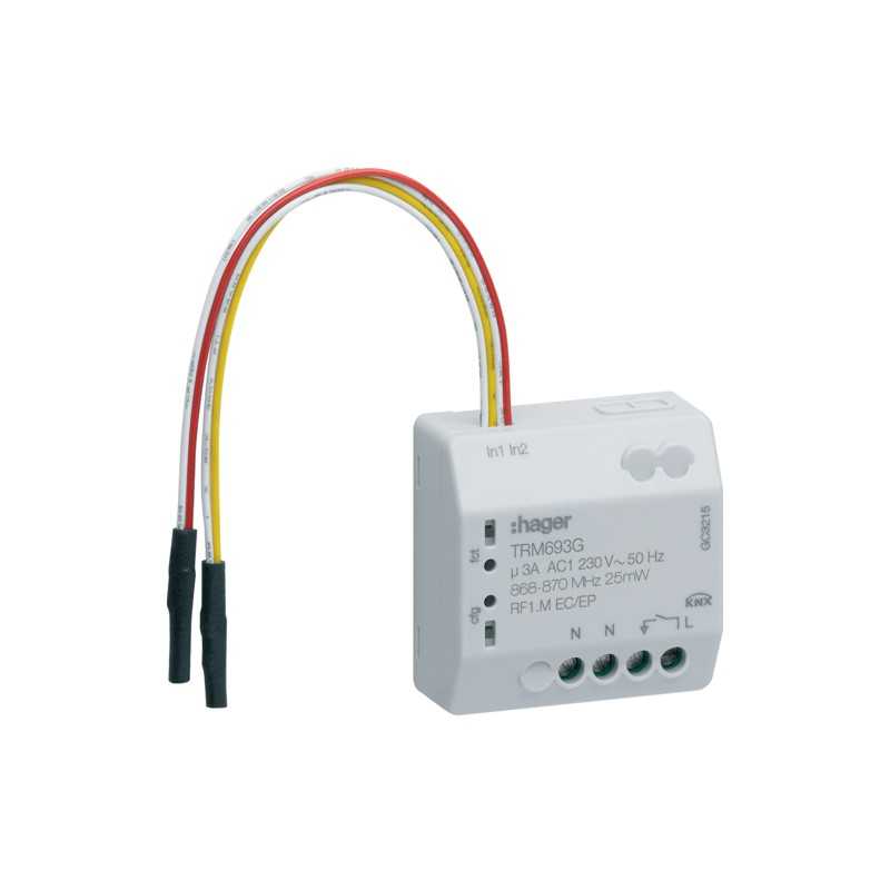 Modulo RF KNX Quicklink incasso 2 In + 1 Out 3 A 230 V AC Hager TRM693G