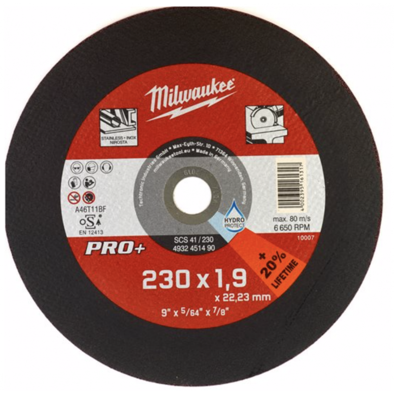 Disco da Taglio SCS 41 per Metallo 230x1,9mm Milwaukee 4932451490