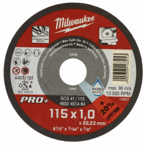 Disco da Taglio SCS 41 per Metallo 115x1mm PRO+ Milwaukee 4932451484