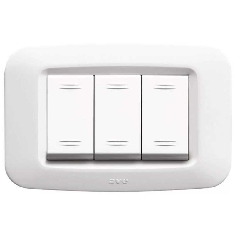 Placca AVE Bianco Banquise (RAL 9016)  3 moduli Yes 45 45PY03BB