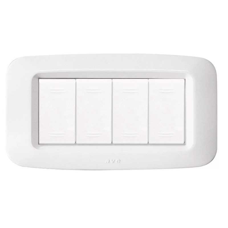 Placca AVE Bianco Banquise (RAL 9016) 4 moduli Yes 45 45PY04BB