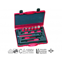 Set base chiave a T 3/8" con valigia in resina Intercable 1598004