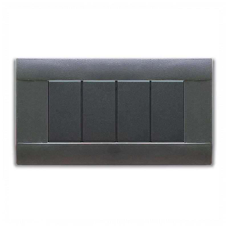 Placca Ave 4 moduli in tecnopolimero sabbiata grigio Noir 45P04GN