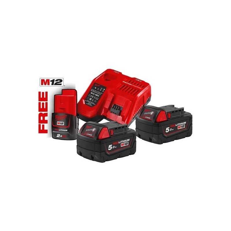 Kit batterie 2xM18 e 1xM12 con caricabatterie Milwaukee 4933459217
