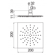 Riferimento dimensioni Soffione per doccia a snodo quadrato 200x200mm Nobili Carlo AD139/117CR