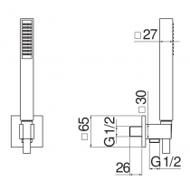 Riferimento dimensioni Kit per doccia con attacco 1/2" cromato Nobili Carlo AD146/30CR