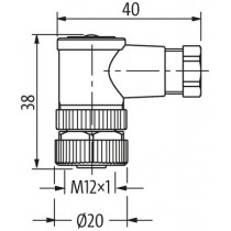 Connettore M12 4 poli Femmina 4x0.75mmq curva a 90 gradi Murr Elektronik