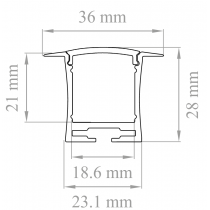 Dimensioni Profilo ad incasso con molle di 2 metri per strisce a led Lampo PR/INC-M