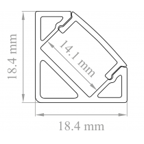 Dimensioni Kit profilo in alluminio angolare di 2 metri per strisce led Lampo PRKITANG