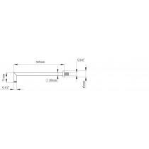 Riferimento dimensioni Braccio doccia quadro 36.5cm con attacco 2 in ottone Dianhydro 110-116