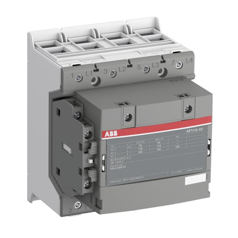 Contattore industriale quadripolare bassa tensione AC1 160A AC3 116A 100-250 V AC/DC ABB AF116401113
