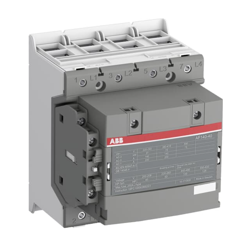 Contattore industriale quadripolare bassa tensione AC1 200A AC3 140A 100-250V AC/DC ABB AF140401113