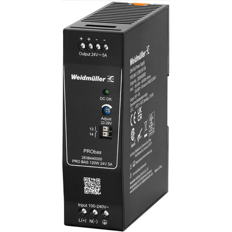 Alimentatore switching monofase 24V 120W 5A DIN WEIDMULLER 2838440000