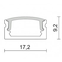 Dimensioni Profilo 38 superficiale cover semi-trasparente 2 metri Ivela K7382-S04-4247