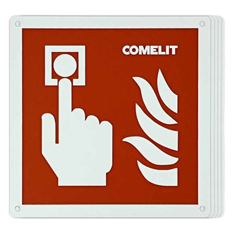 Cartelli in metallo 120x120mm per pulsanti antincendio 5pz COMELIT 43CPM000