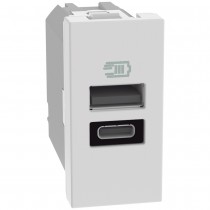 Caricatore USB con porte tipo A e C Bianco Bticino MatixGo JW4191AC
