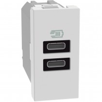 Caricatore USB con 2 porte tipo C Bianco Bticino MatixGo JW4191CC