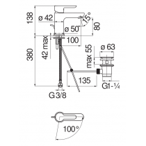 Miscelatore per lavabo cromato monocomando serie AB NOBILI CARLO ABH87118/1CR Dimensioni