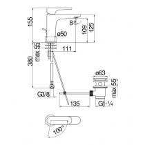 Miscelatore per lavabo cromato monocomando Serie Yoyo NOBILI CARLO YOE126118/1CR Dimensioni
