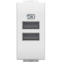 Caricatore Bianco con 2 porte USB tipo A 15W 5V DC 220-240V AC LivingLight BTicino N4191AA