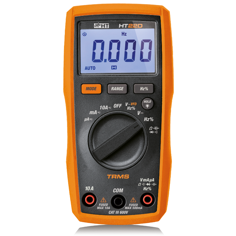 Multimetro digitale TRMS per misure fino a 600V e fino a 10A HT HR000022D